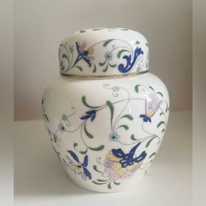 Coalport England Bone China Painted Pageant Ginger Jar, Floral Chinoiserie Decor